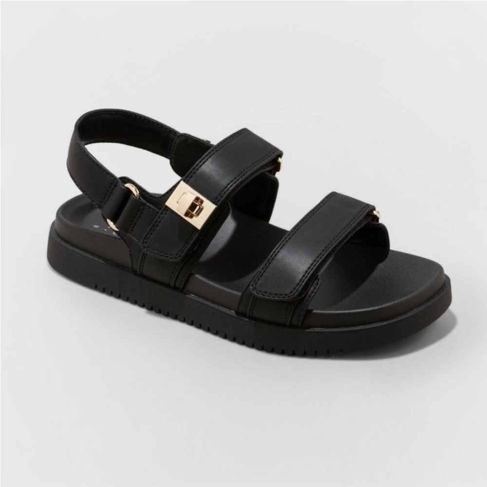 Women’s Jonie ankle strap footbed sandals a new day black size 8